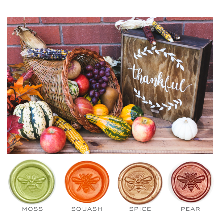 Autumn themed wax seal stamp and sealing wax kit.  letterseals.mom