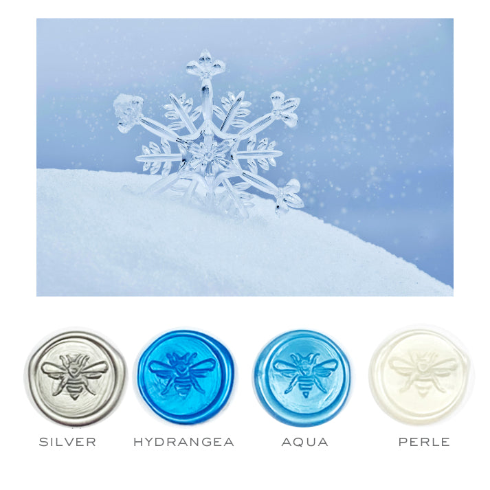 Winter frost wax seal stamp and sealing wax colorway kit letterseals.mom