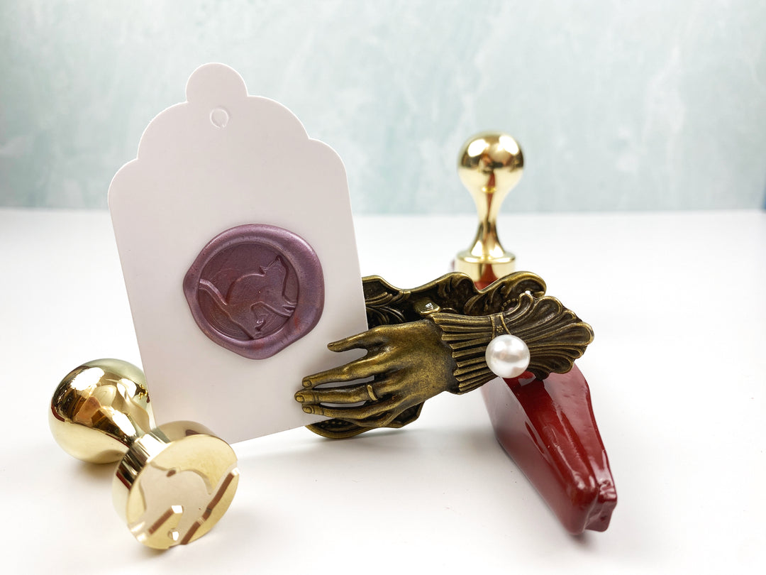 cat design on our Scandinavian-inspired wax stamp styles letterseals.mom